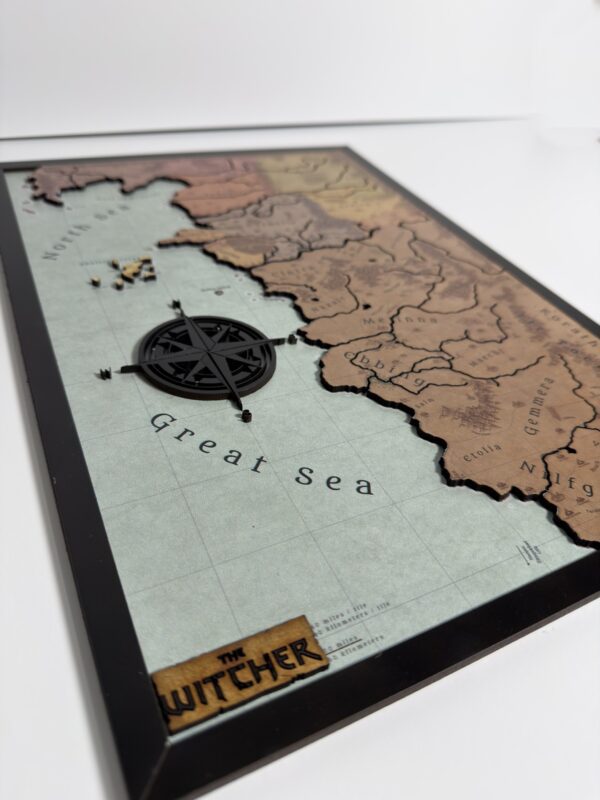 The continent The witcher 3D chart Mapa de madera The Witcher con textura en relieve e impresión UV