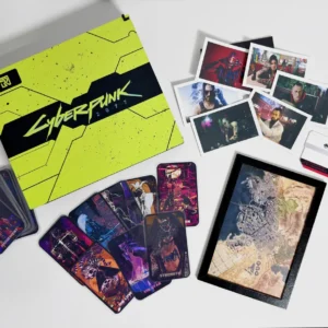 Pack de coleccionista Ultimate Cyberpunk 2077 con tarot, mapa de Night City y caja de madera