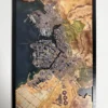 Night City Map Cyberpunk 2077 Mapa 3D de Night City Cyberpunk 2077 en relieve de madera enmarcado