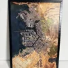 Mapa enmarcado Night City Cyberpunk 2077 3D relieve impreso en uv Mapa 3D de Night City Cyberpunk 2077 en relieve de madera enmarcado